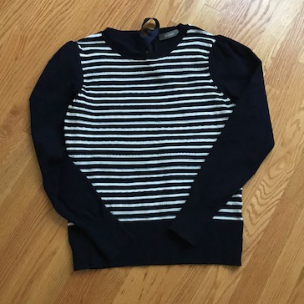U.K. Oasis brand Navy and white Sweater with tie on back